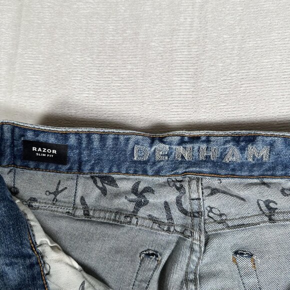 Denham Jeans Men Size W30 L26 Razor Slim Fit Fly Button Cardiani Denim Italy EUC - Picture 8 of 12